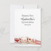Pearls Quinceanera bedankt voor de Floral Tea Cup (Voorkant)