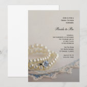 Pearls, Ring en  blauw Vrijgezellenfeest Kaart (Voorkant / Achterkant)