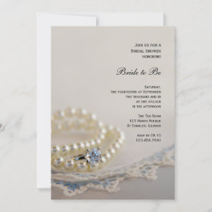 Pearls, Ring en  blauw Vrijgezellenfeest Kaart