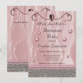 Pearls & Roze Silk Retirement Party Kaart (Voorkant / Achterkant)