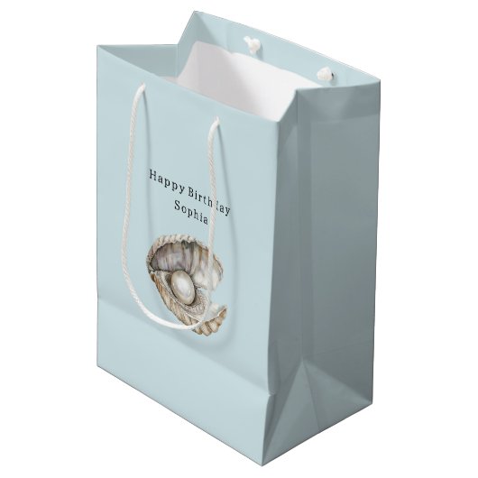 Pearls Shell Birthday  Medium Cadeauzakje (Voorkant Gekanteld)