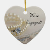 Pearls, Verloving van Ring en Blauw Lace Keramisch Ornament (Voorkant)