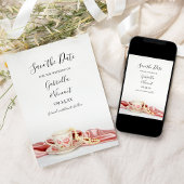 Pearls Weddenschap met roze Floral Tea Cup Save The Date