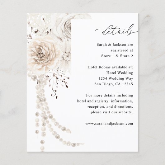 Pearls & White Floral - Gegevens (Voorkant)