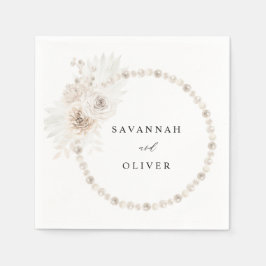 Pearls & White Floral Name Napkins 2 Servet