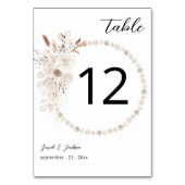 Pearls & White Floral Table Number Kaart (Voorkant)