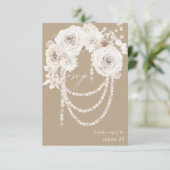 Pearls & White Floral w Meal RSVP - Beige (Staand voorkant)