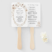 Pearls & White Floral Wedding Programme Handwaaier (Voorkant en achterkant)