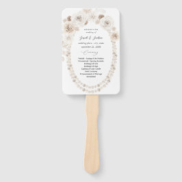 Pearls & White Floral Wedding Programme Handwaaier