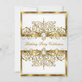 Pearls White Gold Elegant Birthday Party 2 Kaart (Voorkant)