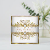 Pearls White Gold Elegant Birthday Party 2 Kaart (Staand voorkant)