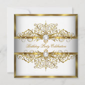 Pearls White Gold Elegant Birthday Party 2 Kaart (Voorkant)