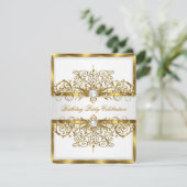 Pearls White Gold Elegant Birthday Party 3 Kaart (Staand voorkant)