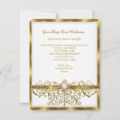 Pearls White Gold Elegant Birthday Party 3 Kaart (Achterkant)