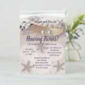 PearlsTwins baby shower-uitnodiging Kaart (Staand voorkant)