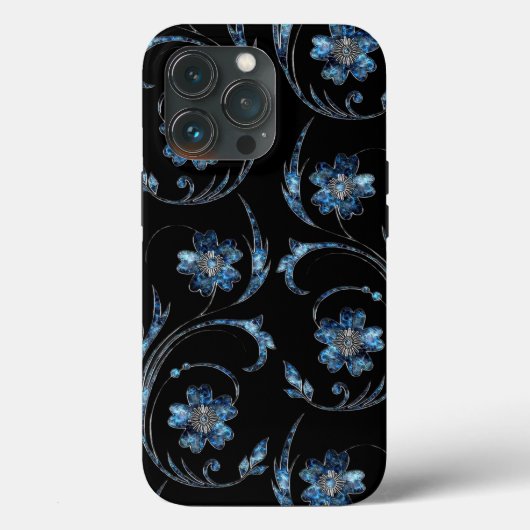 Pearly Blue Floral Case-Mate iPhone Case (Achterkant)