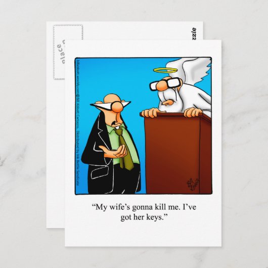 Pearly Gates Humor "Get Wife's Keys" Briefkaart (Voorkant / Achterkant)