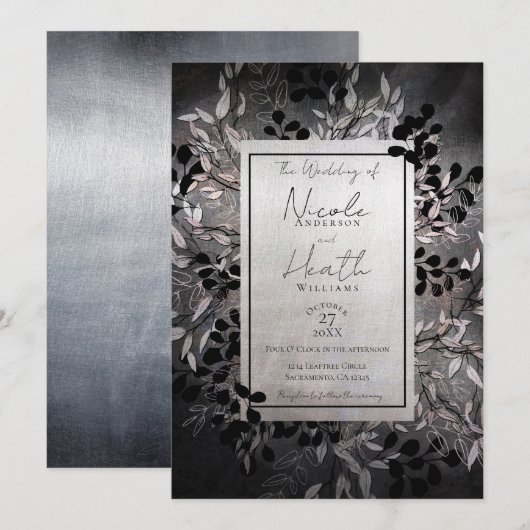 Pearly Opalescent Moody Glam Floral Wedding Kaart (Voorkant / Achterkant)