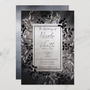 Pearly Opalescent Moody Glam Floral Wedding Kaart