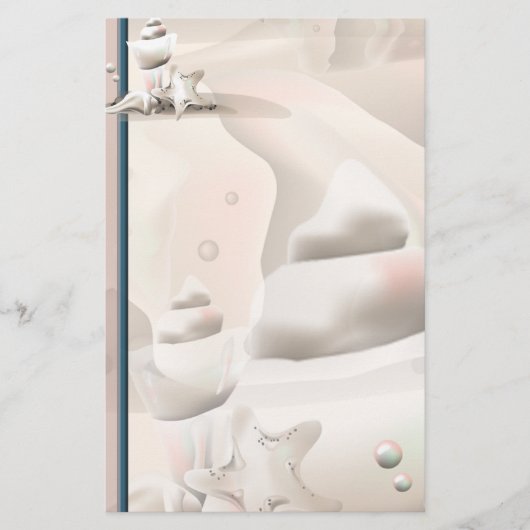 Pearly Seashells Ocean Beach Stationery Briefpapier (Voorkant)
