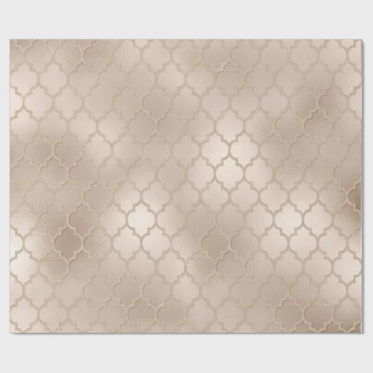 Pearly Titanium Ivory Quatrefoil Glass Shiny Glam Cadeaupapier (Vlak)
