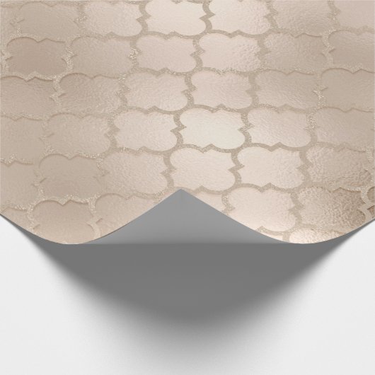 Pearly Titanium Ivory Quatrefoil Glass Shiny Glam Cadeaupapier (Hoek)