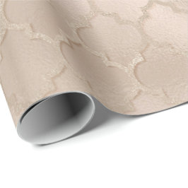 Pearly Titanium Ivory Quatrefoil Glass Shiny Glam Cadeaupapier