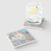 Pearlz Oyster Bar Charleston, SC. Marmer Onderzett Stenen Onderzetter (Zijkant)