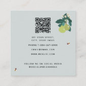 Pears Bees Botanische Bloemen Interieurontwerper Vierkante Visitekaartje (Achterkant)