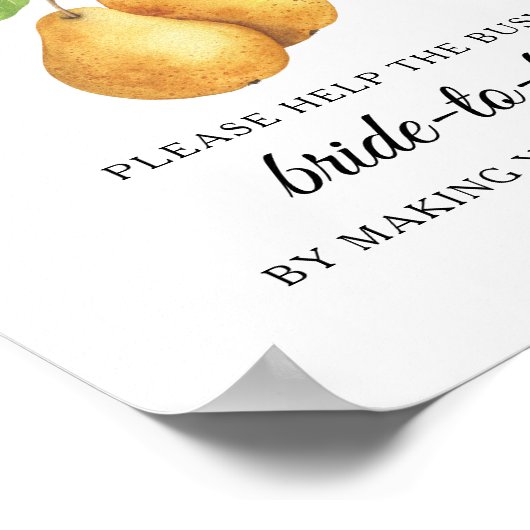 Pears bridal shower Help the busy bride Address Poster (Hoek)