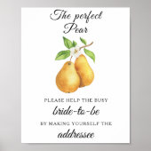 Pears bridal shower Help the busy bride Address Poster (Voorkant)