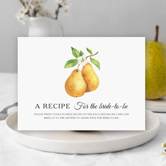 Pears bridal shower Recipe for the bride to be Informatiekaartje