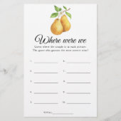 Pears Bridal shower Where were we game (Voorkant)