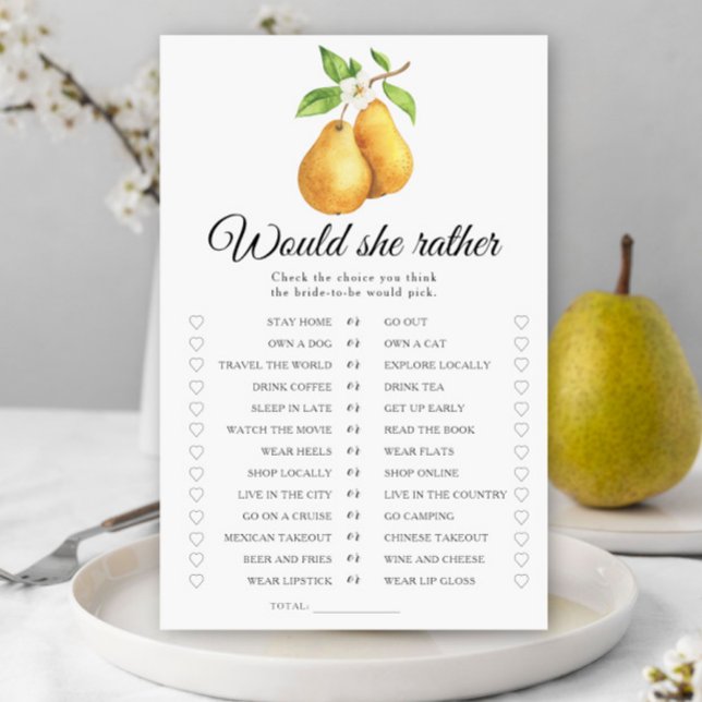 Pears Bridal shower Would she rather game (Creator heeft geüpload)
