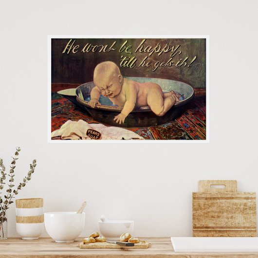 Pears Soap Advertisement Circa 1911 - Baby Bath Poster (Keuken)