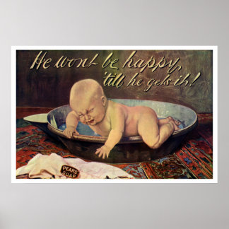 Pears Soap Advertisement Circa 1911 - Baby Bath Poster