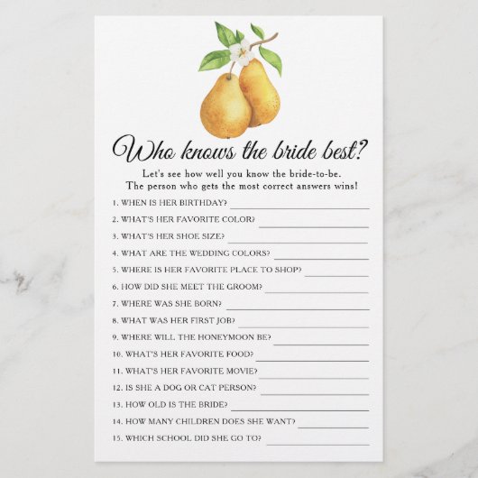 Pears Who knows the bride best (Voorkant)