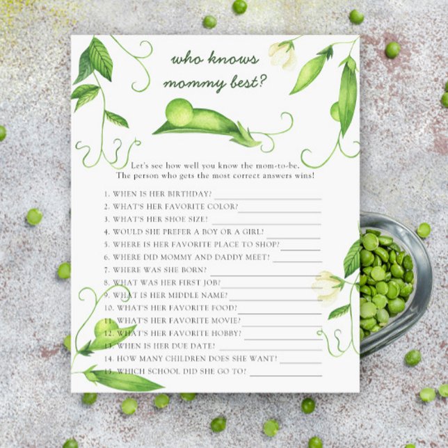 peas baby shower - Who knows mommy best (Creator heeft geüpload)