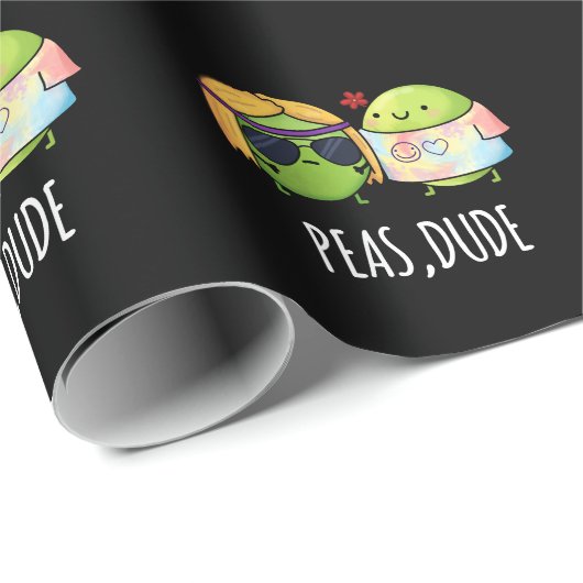 Peas Guy Funny Hippie Pea Pun Dark BG Cadeaupapier (Rol Hoek)