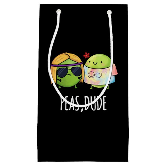 Peas Guy Funny Hippie Pea Pun Dark BG Klein Cadeauzakje (Voorkant)