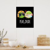 Peas Guy Funny Hippie Pea Pun Dark BG Poster (Keuken)