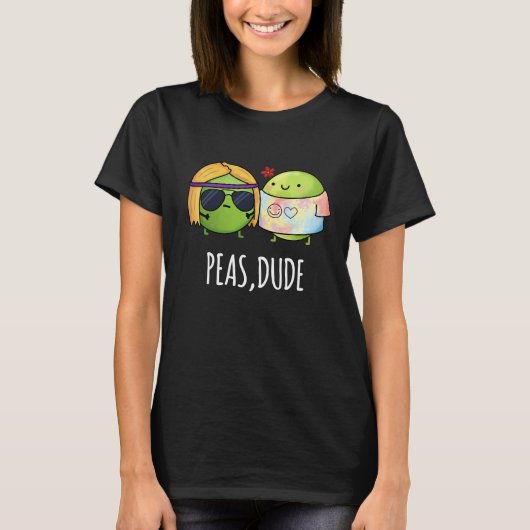 Peas Guy Funny Hippie Pea Pun Dark BG T-shirt (Voorkant)