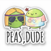 Peas guy Funny Hippie Pea Pun Sticker (Voorkant)