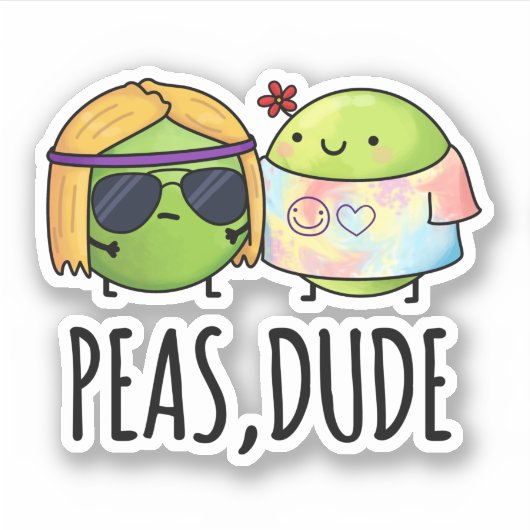 Peas guy Funny Hippie Pea Pun Sticker (Voorkant)