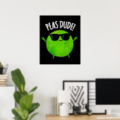 Peas Guy Funny Veggie Pea Pun Dark BG Poster (Thuiskantoor)