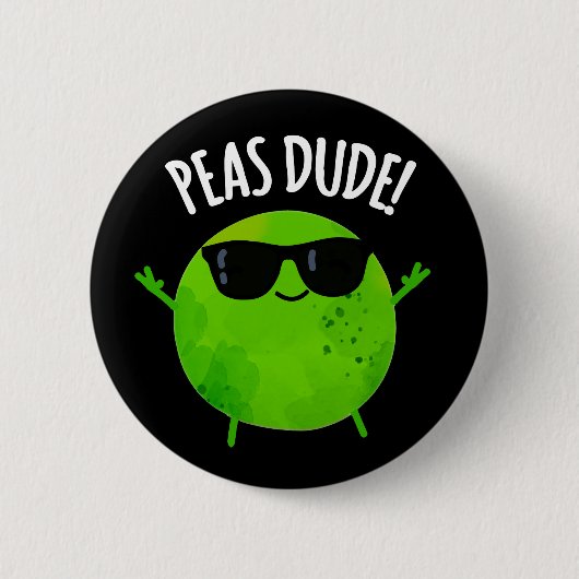 Peas Guy Funny Veggie Pea Pun Dark BG Ronde Button 5,7 Cm (Voorkant)