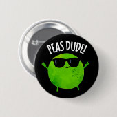 Peas Guy Funny Veggie Pea Pun Dark BG Ronde Button 5,7 Cm (Voorkant /achterkant)