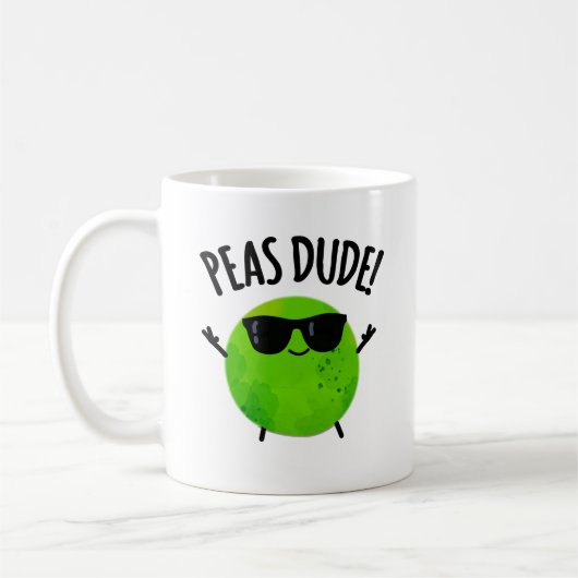 Peas Guy Funny Veggie Pea Pun Koffiemok (Links)