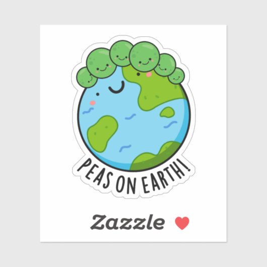 Peas on Earth Funny Veggie Peace Pun Sticker (Vel)