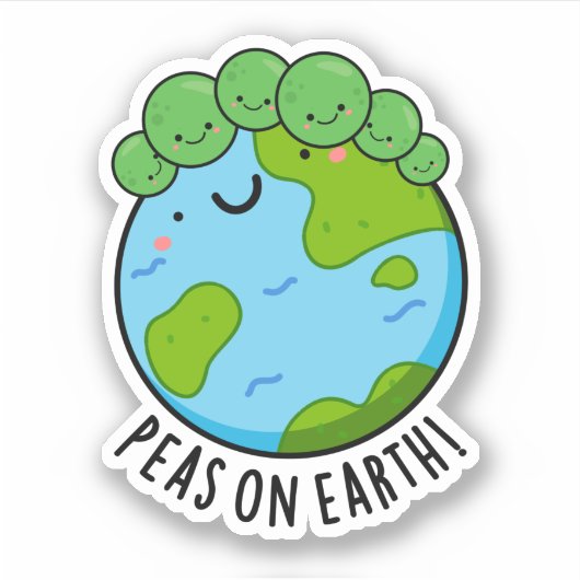 Peas on Earth Funny Veggie Peace Pun Sticker (Voorkant)